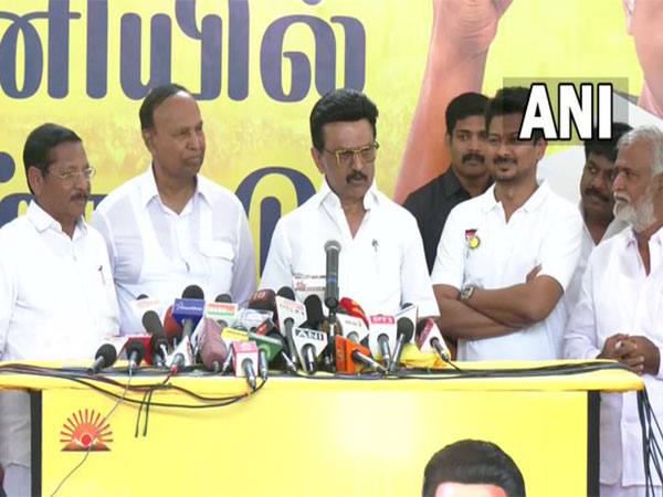 Tamil Nadu Chief Minister MK Stalin with other leaders (Photo/ANI)