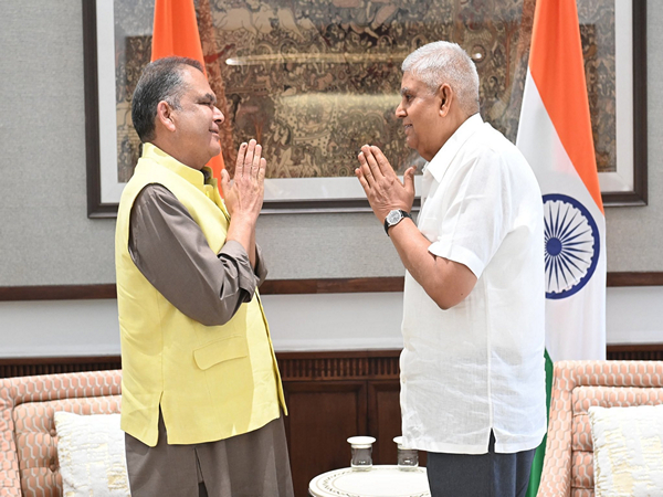 Vice President Jagdeep Dhankar with AAP MLA Sanjeev Arora (photo Credit: X/@VPIndia)