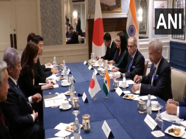 External Affairs Minister S Jaishankar held a bilateral meeting with his Japanese counterpart, Takeshi Iwaya (Photo/ANI)