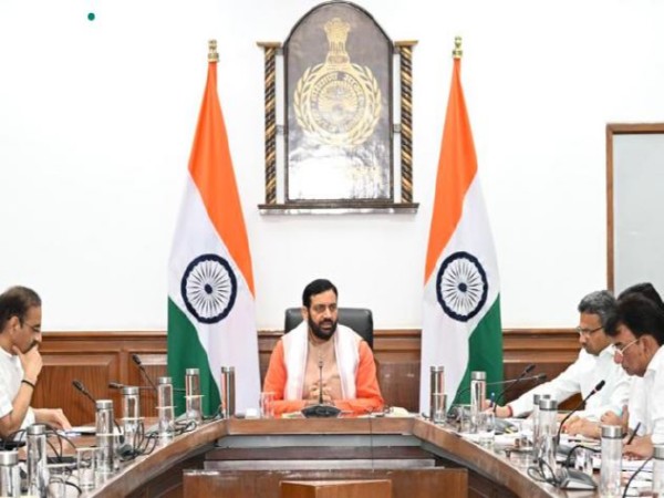 Haryana CM Nayab Singh Saini in a meeting with officials. (Photo/ANI)