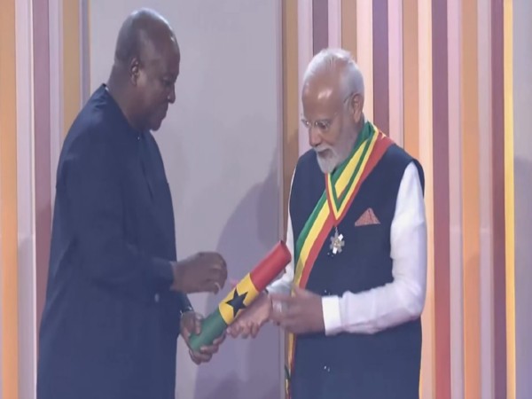 Prime Minister Narendra Modi conferred with ‘The Officer of the Order of the Star of Ghana' (Photo/Youtube of Narendra Modi)