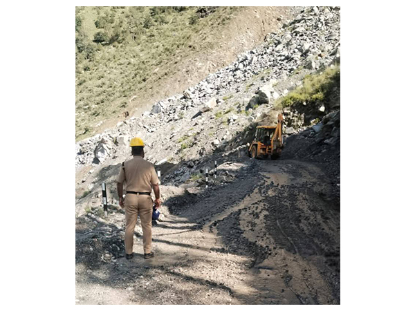 BRO works to clear land subsidence near Bhatwari on Gangotri highway (Photo/X @UttarkashiPol) 