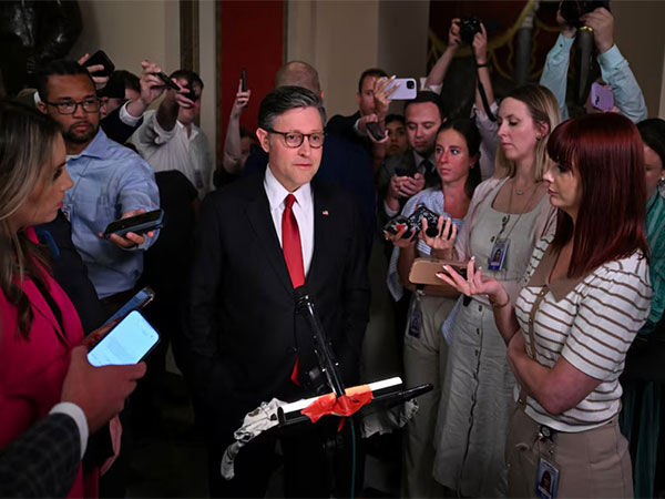 US House of Representatives Speaker Mike Johnson speaks to the press as Republican lawmakers struggle to pass US President Donald Trump's sweeping spending and tax bill, on Capitol Hill (Image/Reuters)