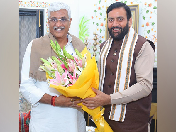 Haryana Chief Minister Nayab Singh Saini with Union Tourism Minister Gajendra Singh Shekhawat (Photo/ANI)