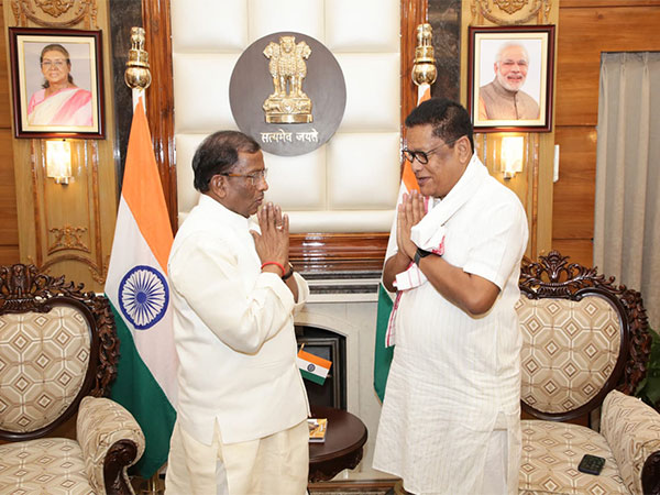 Assam Education Minister Dr Ranoj Pegu meets governor Lakshman Prasad Acharya (Photo/ANI)