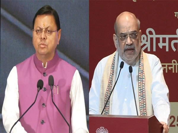 Uttarakhand CM Pushkar Singh Dhami (L) and Union Home Minister Amit Shah (Photo/ ANI)