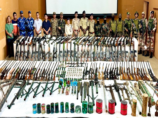 A major haul of weapons and ammunition has been recovered by security forces in Manipur (Photo/ Manipur Police)