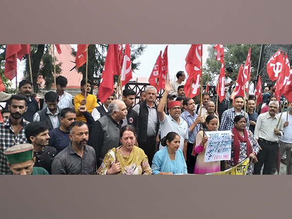 Villagers and unions protest in Shimla over alleged damage from highway construction projects (Photo/ANI)