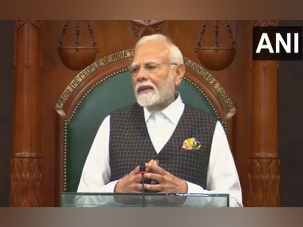 Prime Minister Narendra Modi addresses the Joint Assembly at Trinidad and Tobago’s historic Red House during his official visit (Photo/ANI)