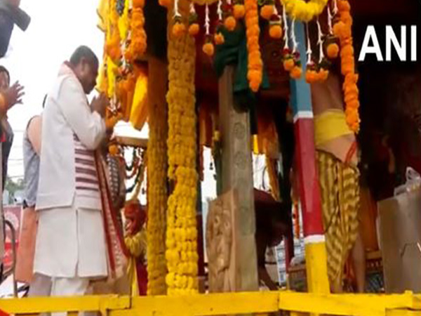 Union Minister Dharmendra Pradhan participates in Bahuda Yatra by pulling chariot of Goddess Subhadra in Koraput (Photo/ANI) Union Minister Dharmendra Pradhan participates in Bahuda Yatra by pulling chariot of Goddess Subhadra in Koraput (Photo/ANI)