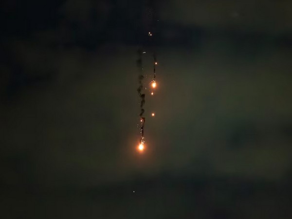 An explosion of a drone is seen in the sky over the city during a Russian drone strike, amid Russia's attack on Ukraine, in Kyiv (Image/Reuters)