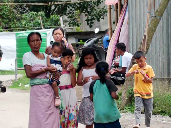 People in relief camp inside the Ideal Girls’ College in Akampat, Imphal (Photo/ANI)