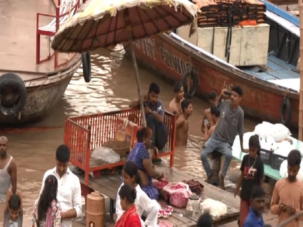 Ghat in Varanasi submerged under water (Photo/ANI)