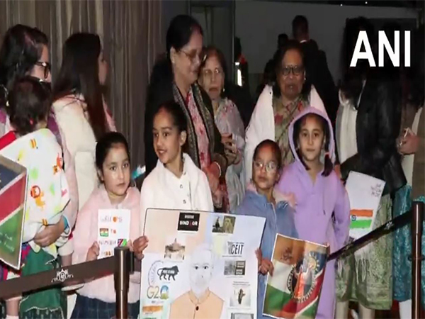 Indian diaspora ahead of PM Modi's arrival at the hotel in Namibia. (Photo/ANI)