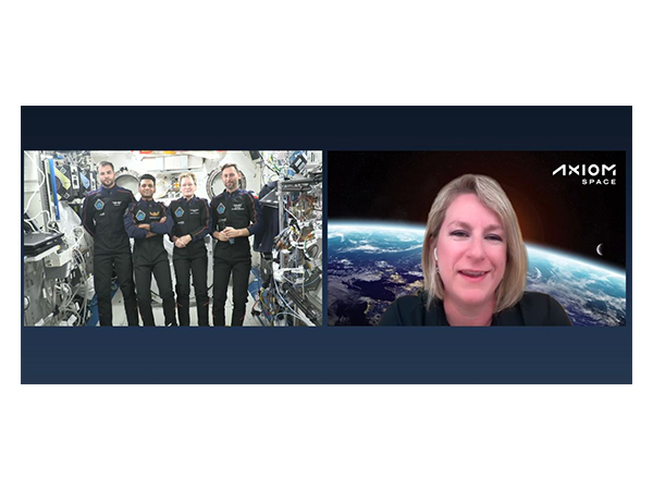 Group Captain Shubhanshu Shukla during a conversation with Axiom Space's Chief Scientist, Dr. Lucie Low. (Photo/AxiomSpaceYoutube)