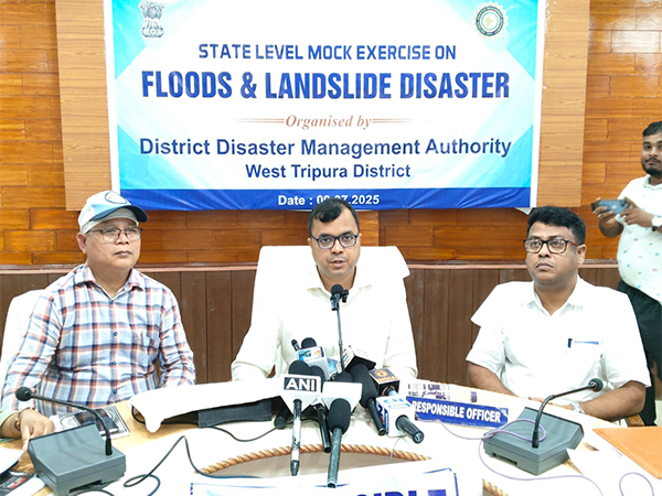 State level mock drill conducted in West Tripura on floods and landslides (Photo/ANI) 