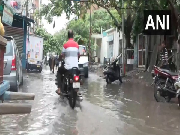 Visuals of waterlogging  in Uttam Nagar's Bindapur after heavy rainfall