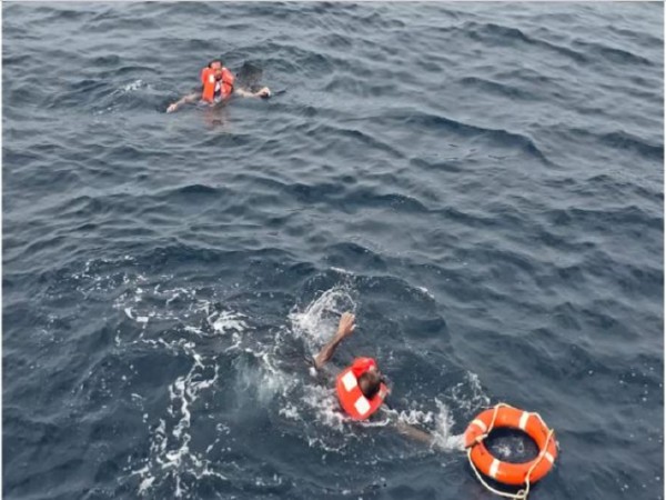 Crew from cargo ship Eternity C during a rescue operation, off Yemen (Photo credit/Reuters)