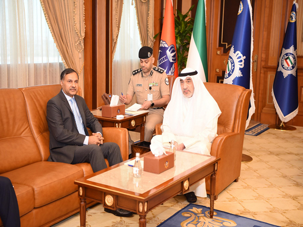 Indian Ambassador Adarsh Swaika calling upon Kuwait’s Deputy PM Fahad Yousef Saud (Photo/ X@indembkwt)