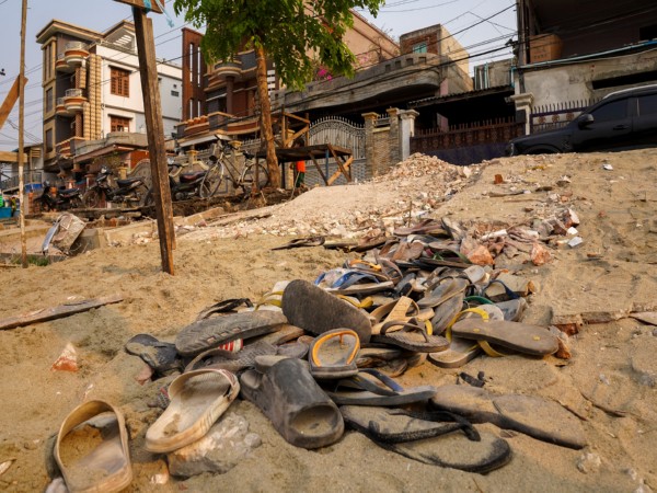 Piles of flip-flops are seen following a strong earthquake in Amarapura township, Myanmar (File Imag/Reuters) Piles of flip-flops are seen following a strong earthquake in Amarapura township, Myanmar (File Imag/Reuters)