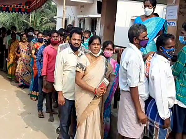 Voters line up outside a polling station in Andhra Pradesh. (FILE Phot/ANI)
