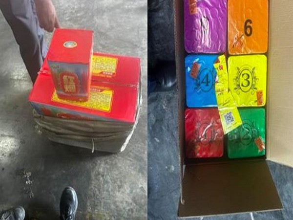 Image of Chinese fireworks imported in the name of KASEZ unit. (Photo/PIB)