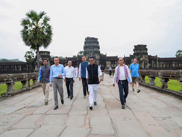 Union Minister of State for External Affairs Pabitra Margherita during his visit to Ankor Wat. (Photo/@PmargheritaBJP)