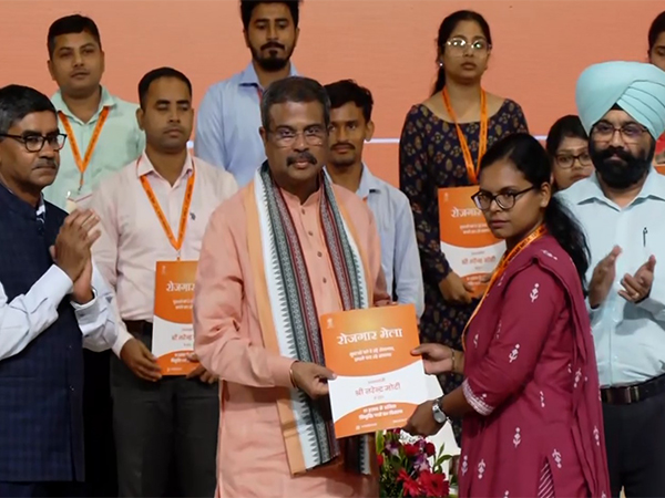 Union Minister Dharmendra Pradhan distributes 201 appointment letters at Rozgar Mela in Bhubaneswar (Photo/ANI)