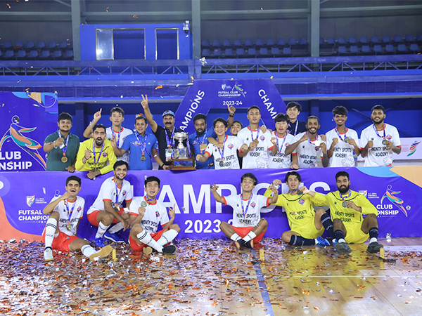 Corbett FC lifting AIFF Futsal Club Championship 2023-24 trophy (Image: AIFF media)