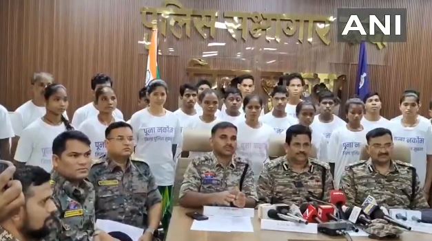 Chhattisgarh: 23 Naxalites carrying a bounty of Rs 1.18 crore surrendered. (Photo/ANI)