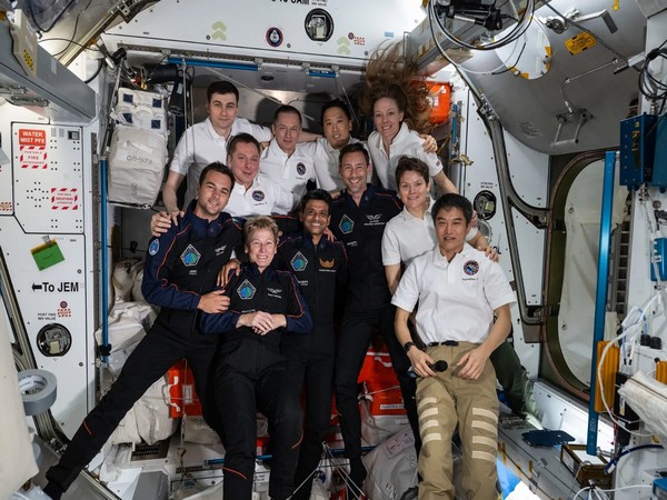 The Axiom Mission 4 and Expedition 73 crews join together for a group portrait inside the International Space Station’s Harmony module. (Photo/NASA)