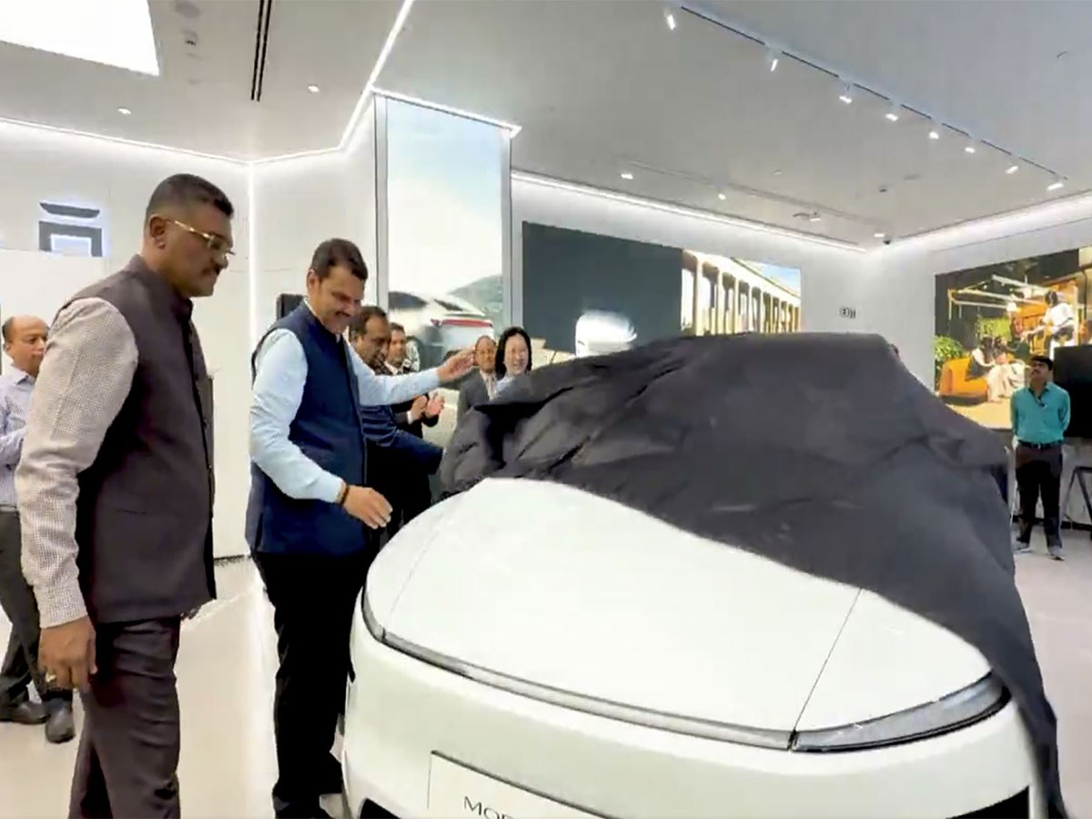 Maharashtra CM Devendra Fadnavi unveils Tesla Model Y (Photo/Maha CMO)