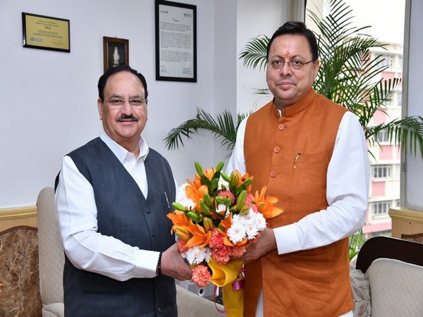 Uttarakhand CM Pushkar Singh Dhami meets Union Minister JP Nadda (Photo/@pushkardhami)