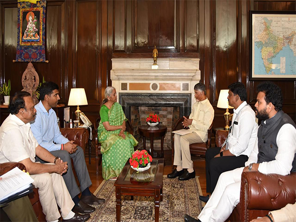 Andhra Pradesh CM Chandrababu meets Union Finance Minister Nirmala Sitharaman (Photo/ANI)
