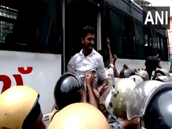 Kerala Police detained ABVP members while protesting over KEAM row and PM SHRI delay. (PhotoANI)