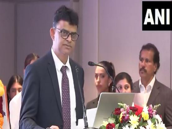 Principal Secretary to MP CM Mohan Yadav, Raghvendra Kumar Singh, during his address in Barcelona, Spain. (Photo/ANI)