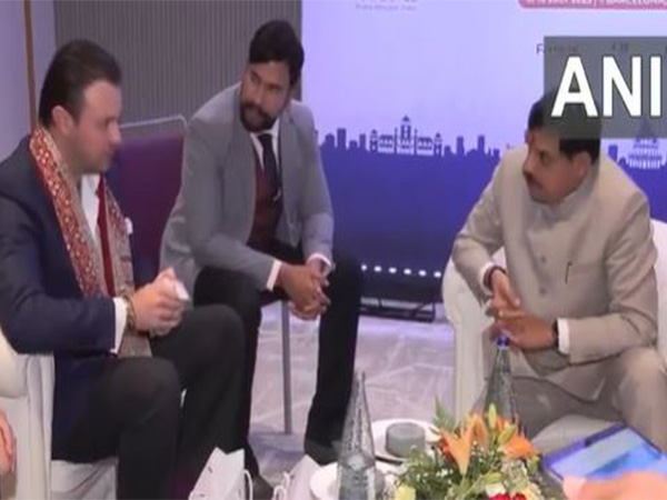 Madhya Pradesh Chief Minister Mohan Yadav in discussion with Max Klippel of SL COATING (Power Soil) during his investment outreach visit in Barcelona, Spain (Photo/ANI)