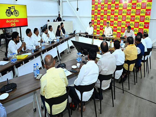 Telugu Desam Parliamentary Party meeting held at Chief Minister Chandrababu Naidu's Camp Office on Friday (Photo/X/@SriKrishnaLavu )