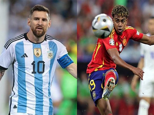 Lionel Messi (L) and Lamine Yamal (R). (Photo: X/@FIFAWorldCup)