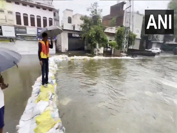 Ana Sagar Lake overflows in Ajmer (Photo/ANI)