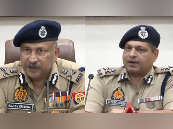 Uttar Pradesh DGP Rajeev Krishna and Agra SSP Deepak Kumar (Photo/ANI)