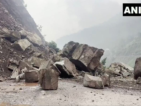 Landslide near Dewal Bridge at Samroli. (Photo/ANI)