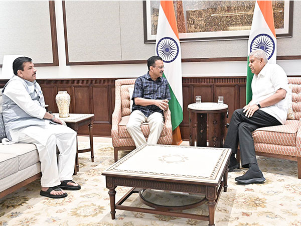 Vice President Jagdeep Dhankar meets Former CM Arvind Kejriwal and AAP’ Sanjay Singh (Photo/ X @VPIndia)