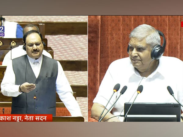 JP Nadda and Rajya Sabha Chairman Jagdeep Dhankar (Photo Credit/ Sansad TV))