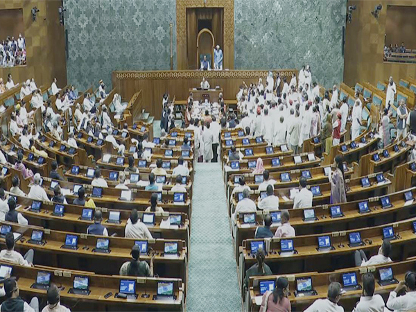 Ruckus in Lok Sabha as Opposition MPs resort to sloganeering. (Photo credit/Sansad TV) Ruckus in Lok Sabha as Opposition MPs resort to sloganeering. (Photo credit/Sansad TV)