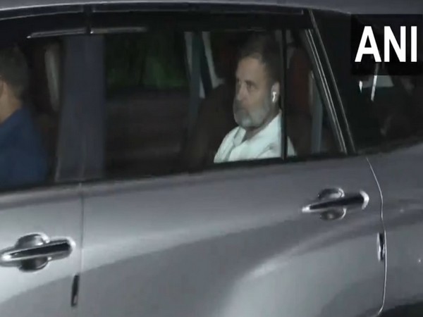 LoP Rahul Gandhi leaving from Mallikarjun Kharge residence after the meeting of flood leaders (Photo/ANI)