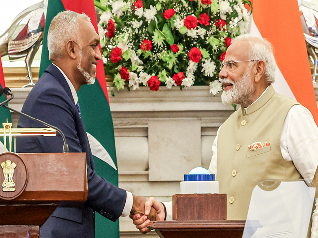 Maldivian President Mohamed Muizzu and Prime Minister Narendra Modi (File photo/ ANI)