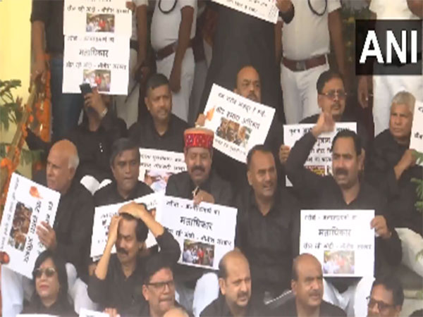 Opposition party MLAs protest against Bihar SIR at Vidhan Sabha steps (Photo/ANI)