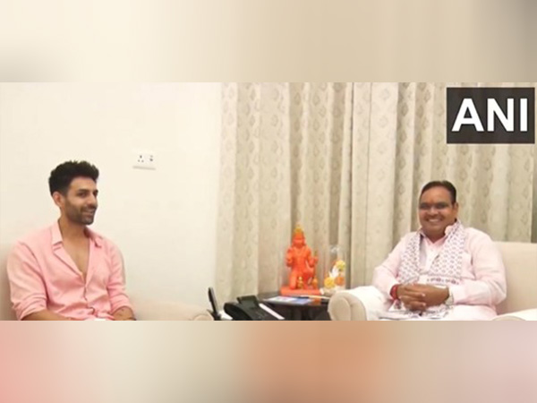 Kartik Aaryan, Rajasthan CM Bhajanlal Sharma (Image source: ANI)