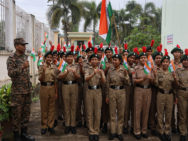 NCC cadets during National Flag Day celebration in Agartala (Photo/ANI)  